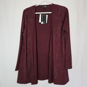 Cardigan Women S Burgundy NEW Antthony Glitter Open Front Holiday Party Sparkle